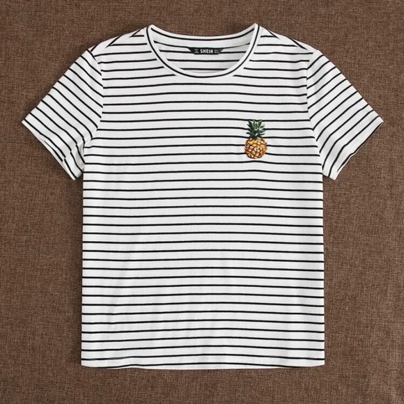 Shien pineapple embroidered striped tee - Picture 2 of 3